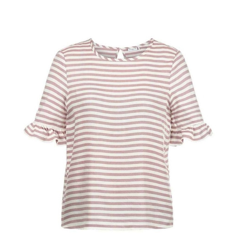 jacqueline de yong Women's Striped Shirt 34 Pink White Small